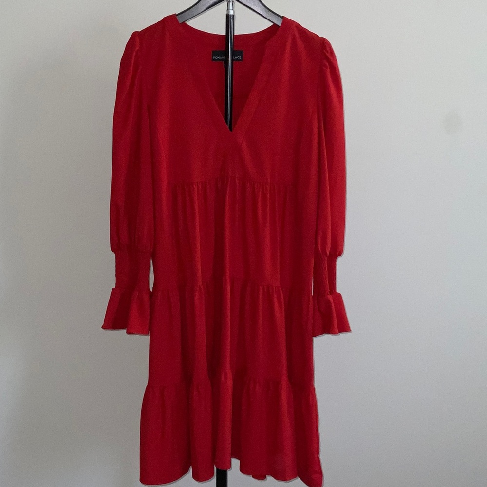 Pomander Place Vibrant Red Long Sleeve Dress